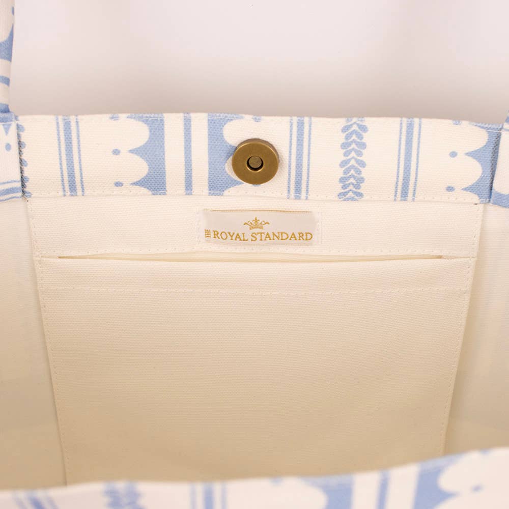 Chantilly Classic Tote White/Blue 19x14x7.5