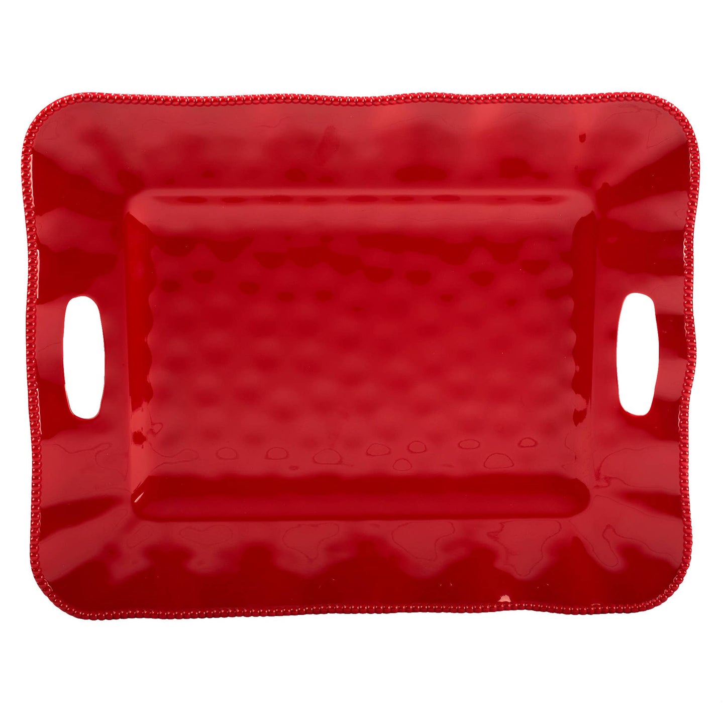 Perlette Red Melamine Rect. Tray w/Handles