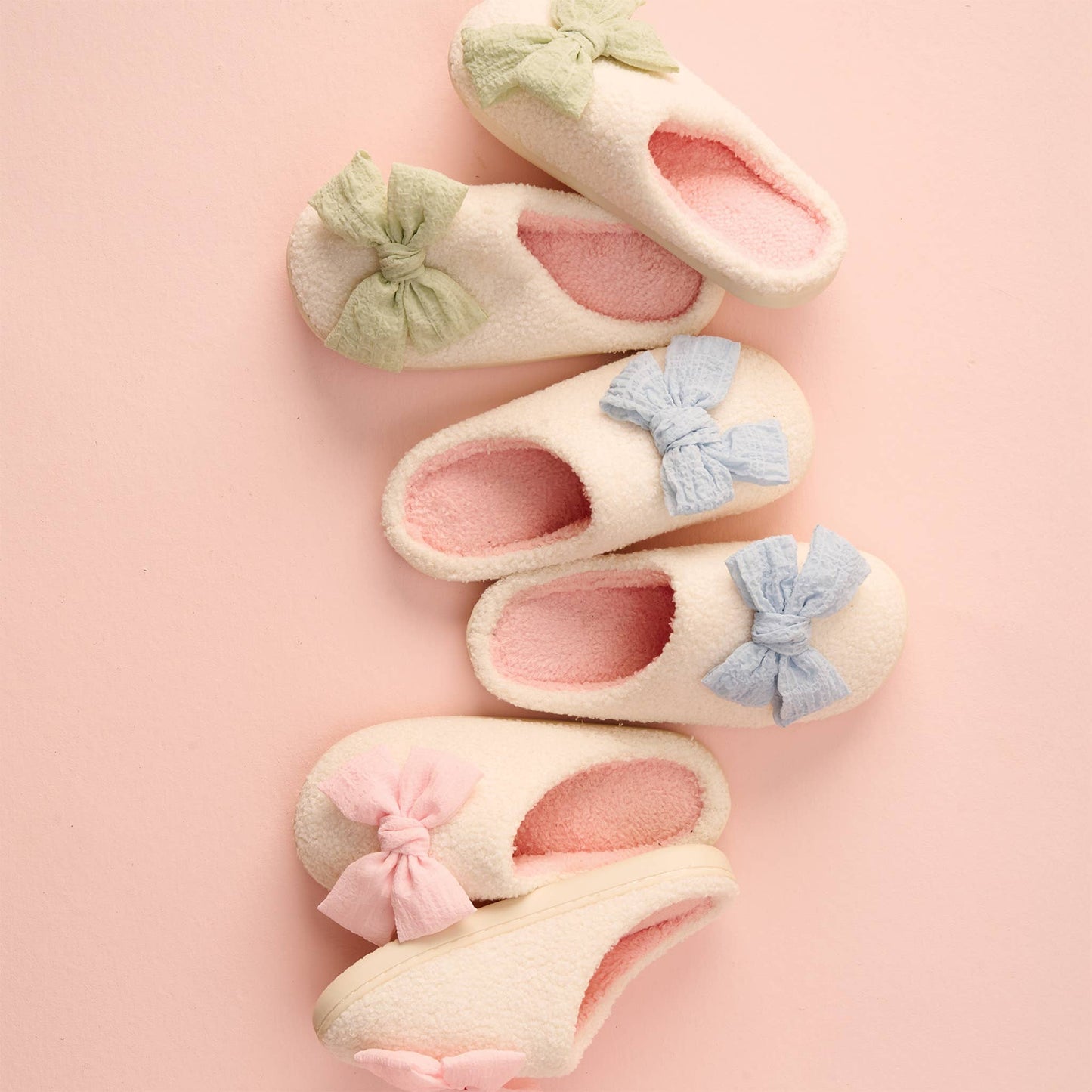 Fuzzy Slippers-Betty Bow Light Blue S/M