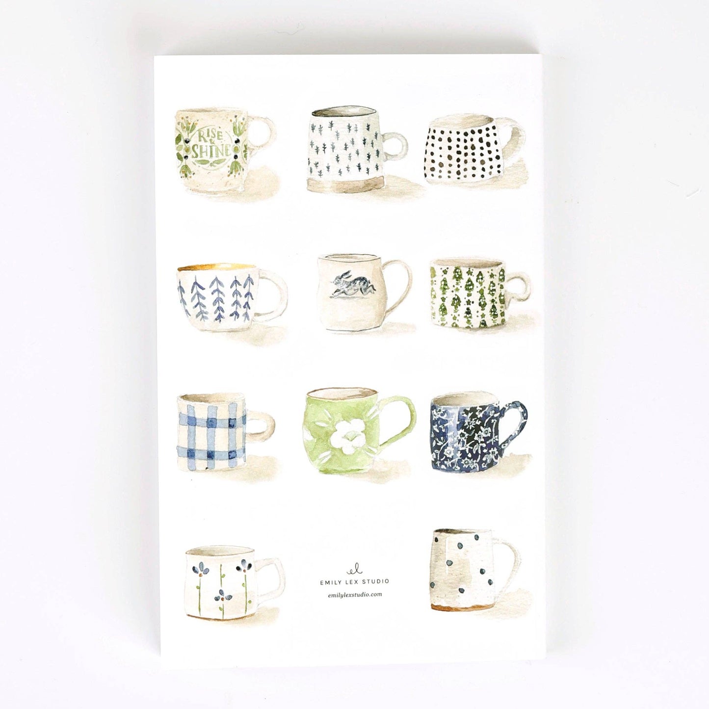Softtouch Cover Notebook with Original Watercolor Artwork: Mugs