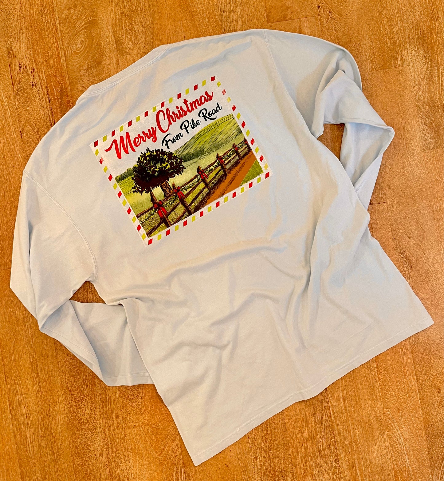 Christmas Postcard Long Sleeve Pocket T-Shirt