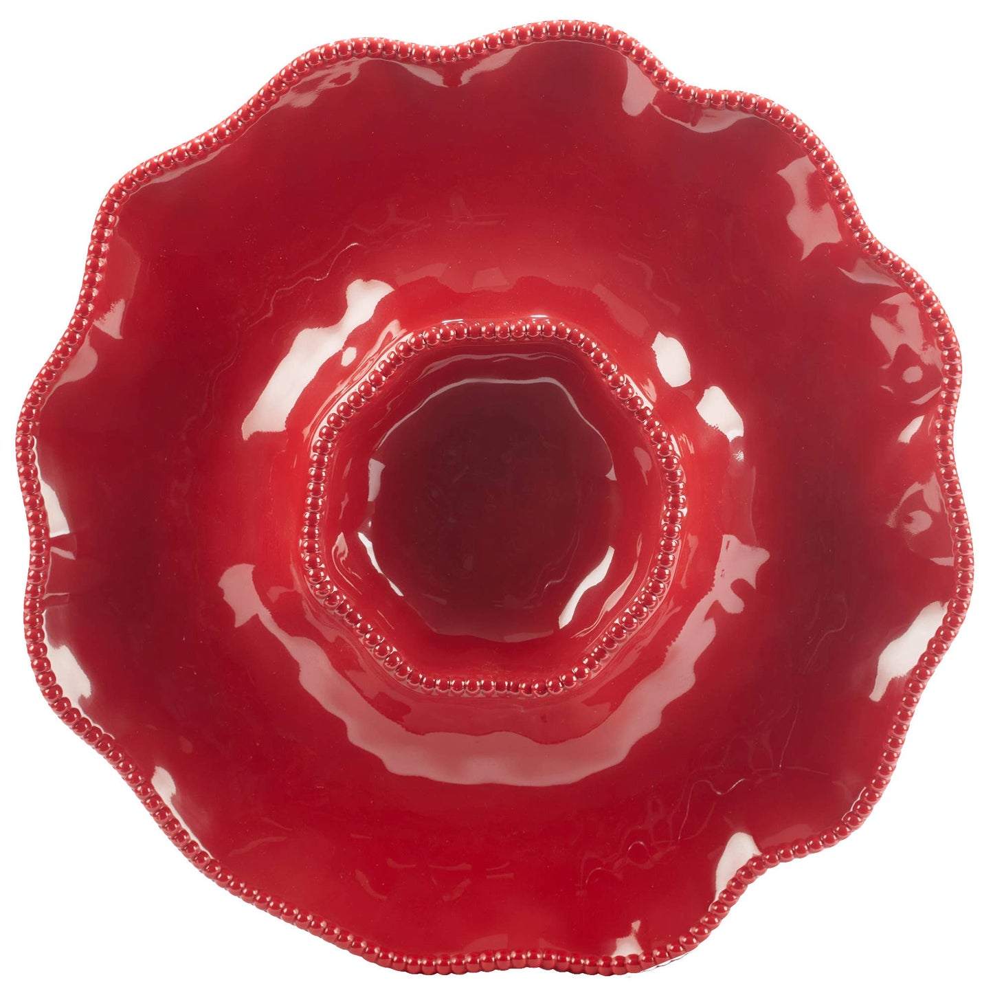 Perlette Red Melamine Chip and Dip 14.5in