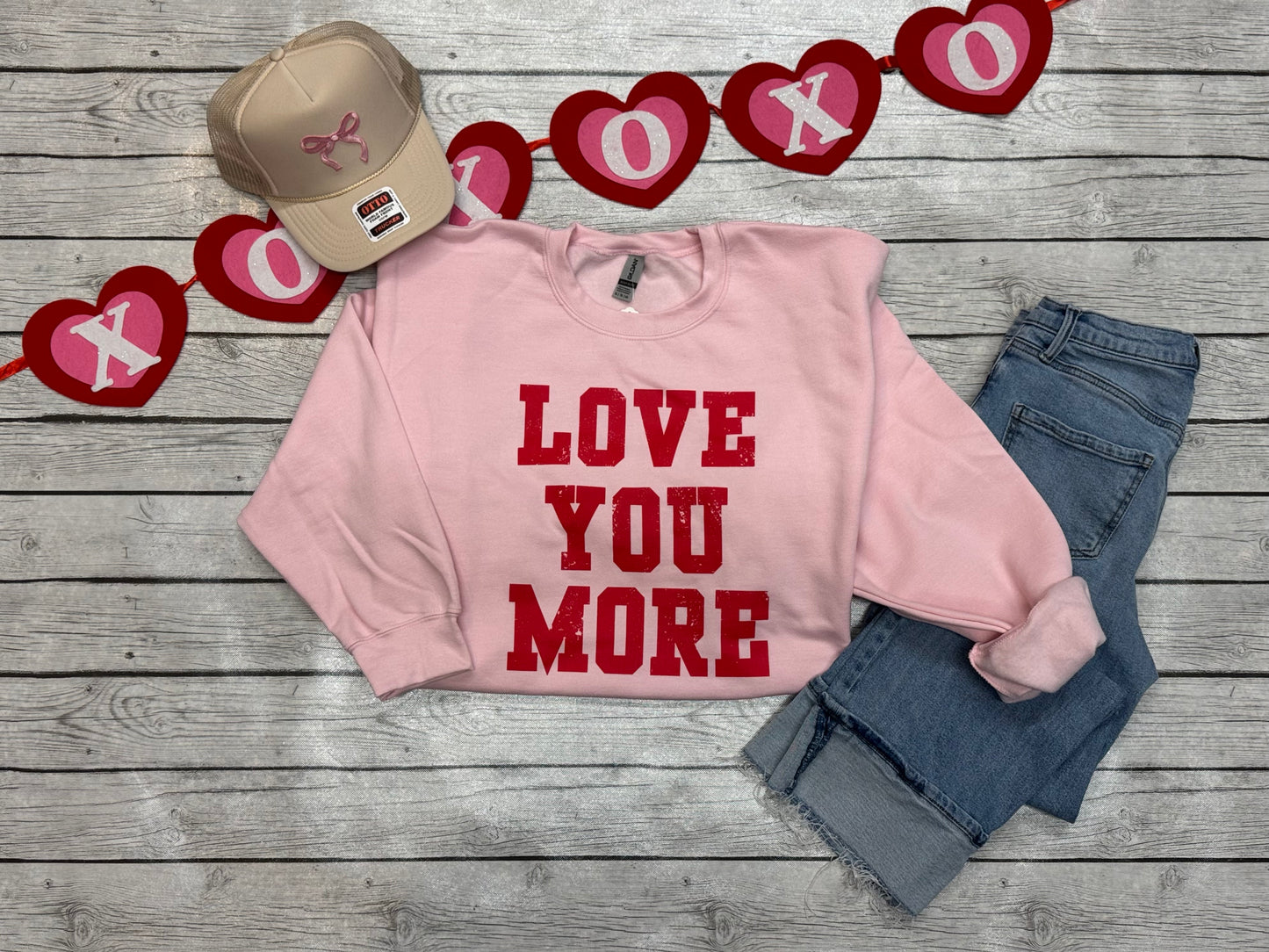 LOVE YOU MORE light pink sweatshirt