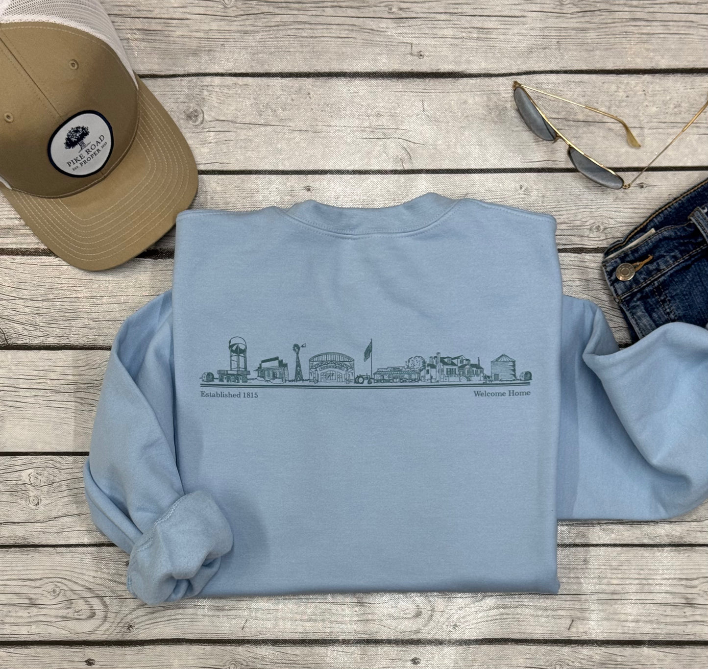 Pike Road Townscape Sweatshirt - Light Blue