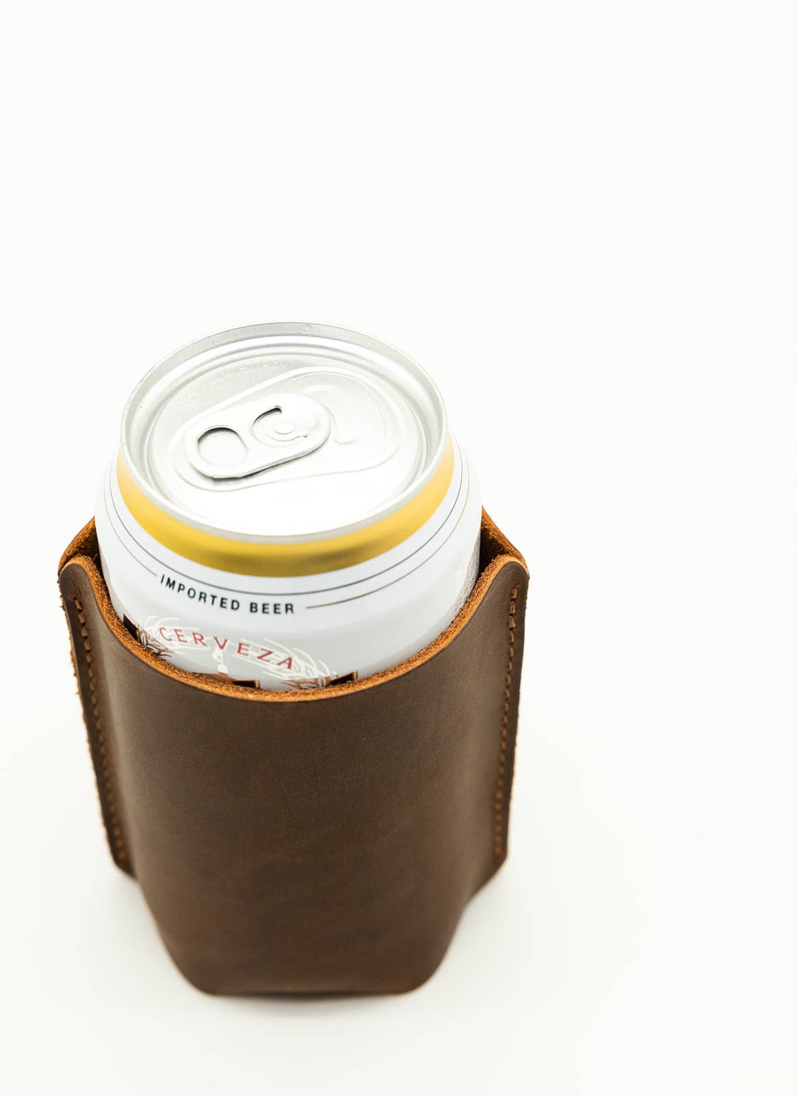 Leather Sewn Can Cooler: Can