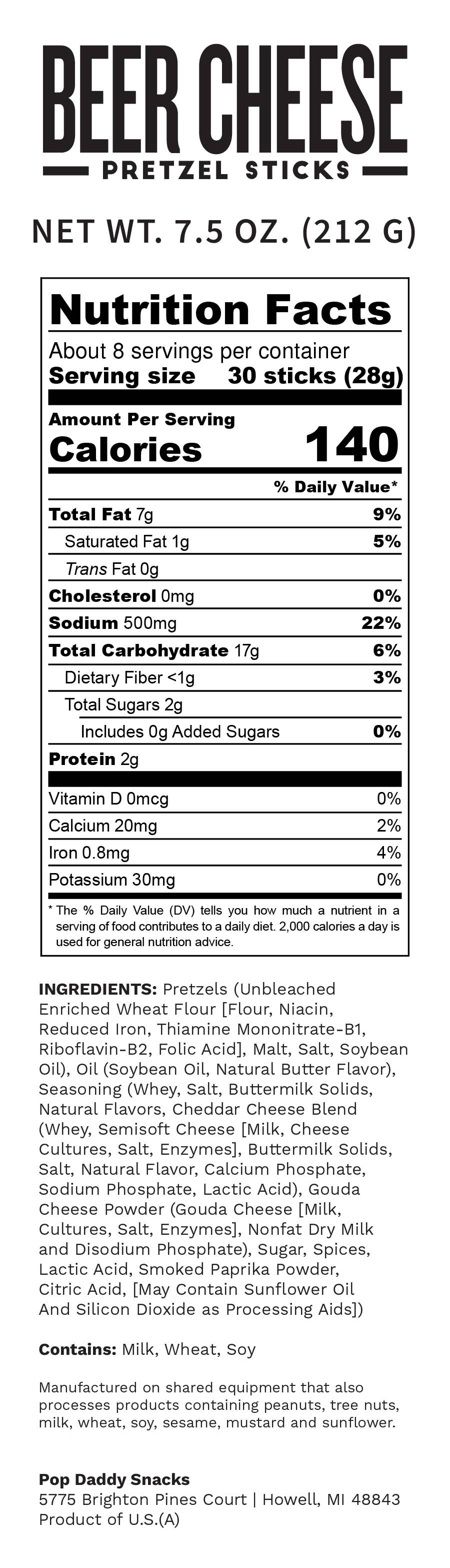 Pop Daddy – Beer Cheese Seasoned Pretzels 7.5oz