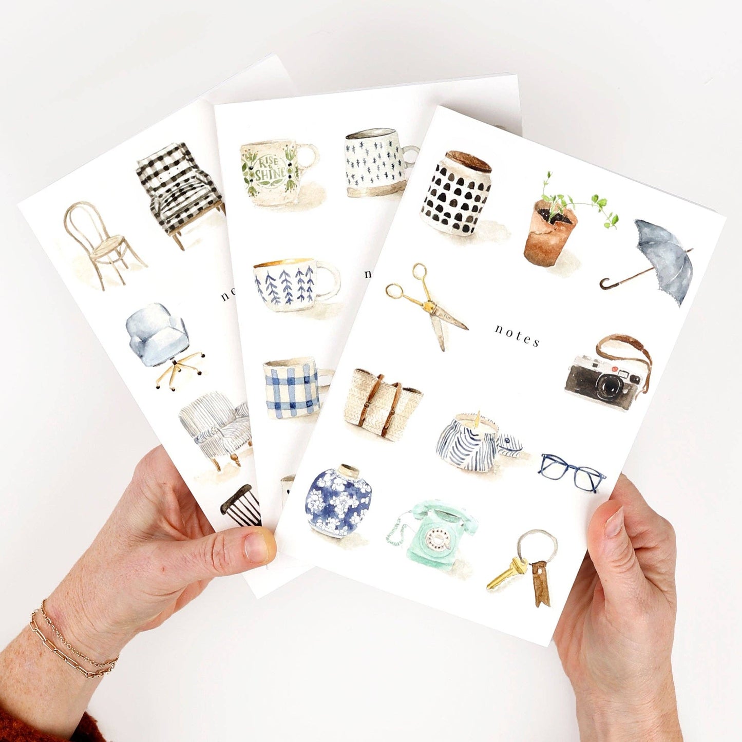 Softtouch Cover Notebook with Original Watercolor Artwork: Mugs