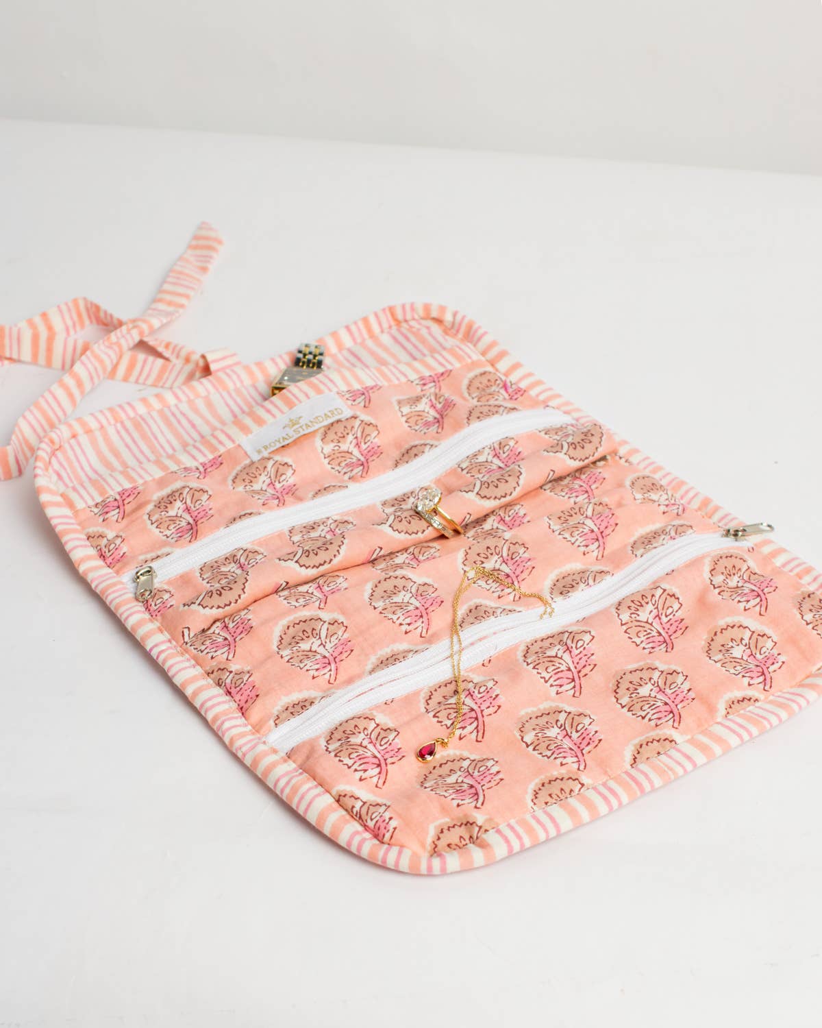 Layla Quilted Jewelry Roll Pink 9x13