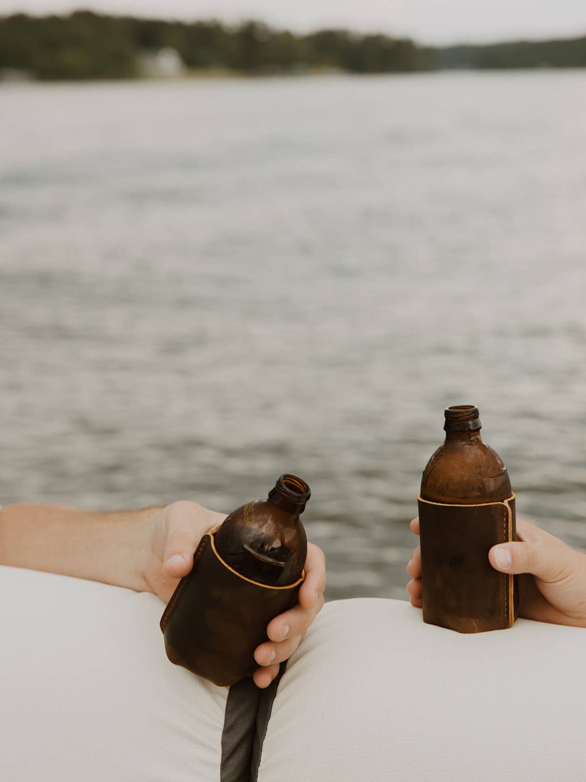 Leather Sewn Can Cooler: Can