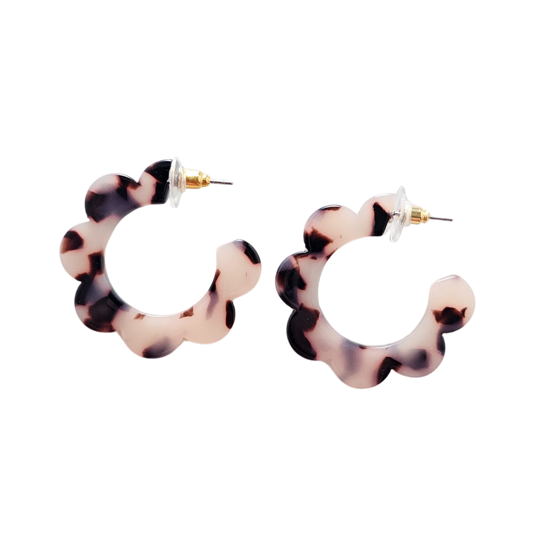 Flora Hoops - Blonde Tortoise / Flower Earrings