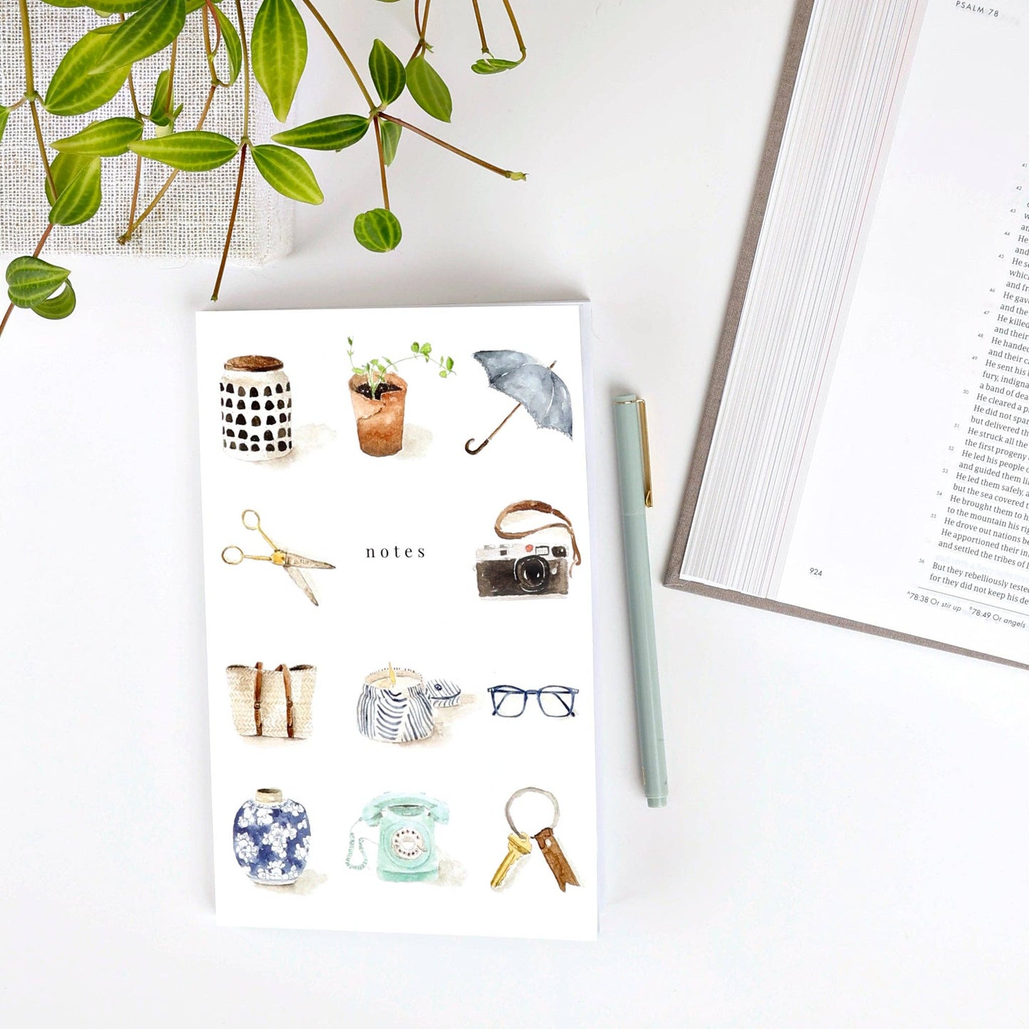 Softtouch Cover Notebook with Original Watercolor Artwork: Mugs