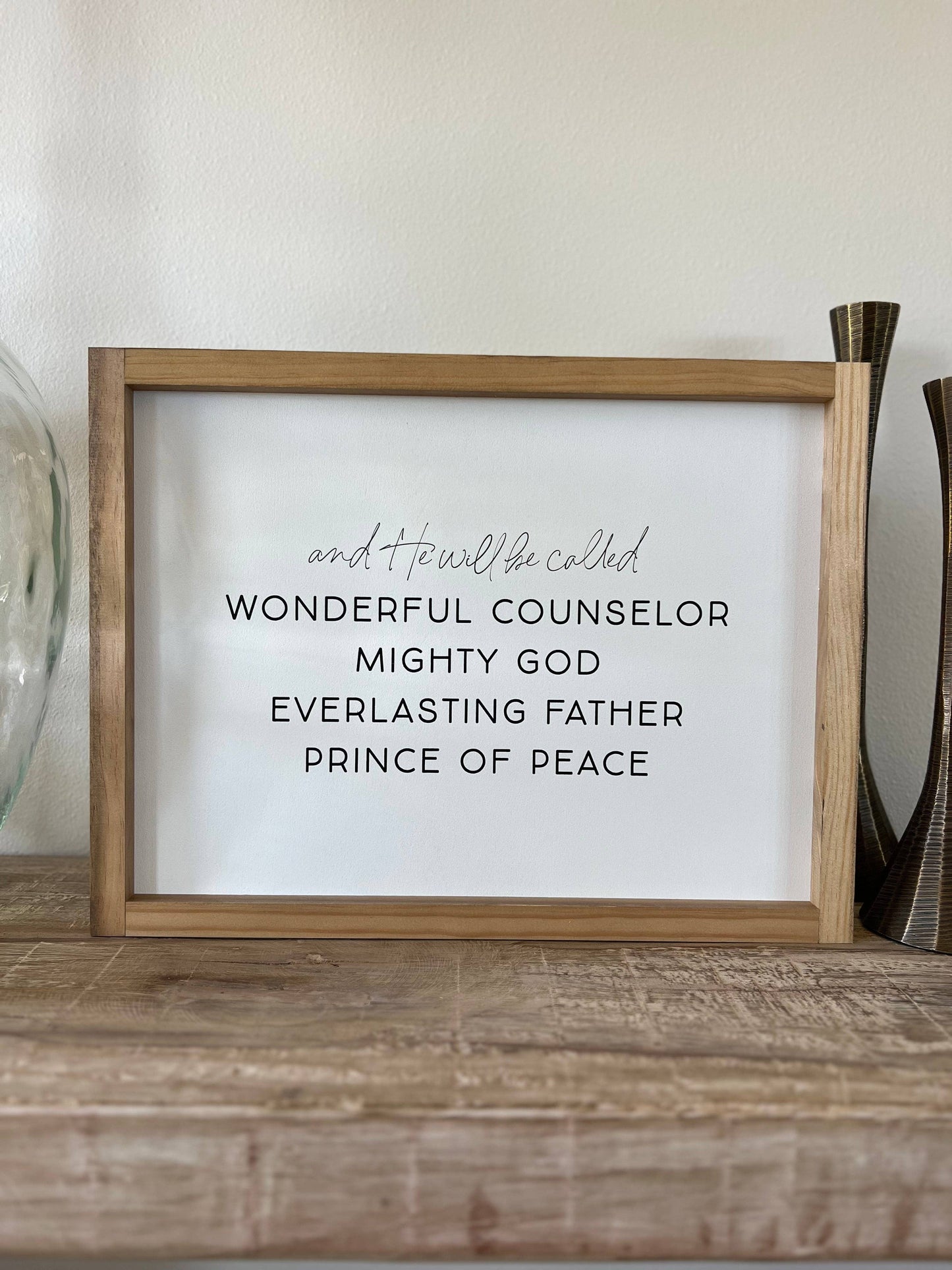 And He Will Be Called | Christmas Decor: White / Dark Walnut / 12x8"