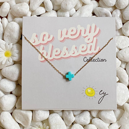 So Very Blessed Cross Necklace – Waterproof Gold Chain: Pink