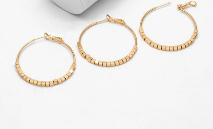 Lola gold beaded hoop earrings-hypoallergenic-non tarnish
