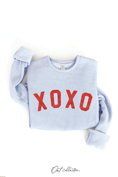 XOXO Graphic Sweatshirt: LIGHT BLUE / M