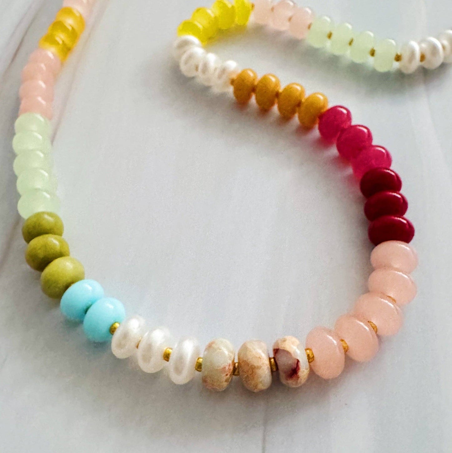 Color Garden Beaded Necklace – Natural Stone Beads Mix: Garden Bloom
