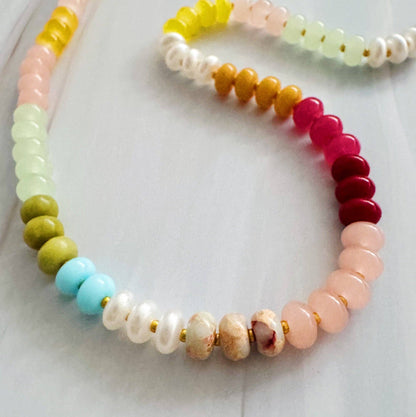 Color Garden Beaded Necklace – Natural Stone Beads Mix: Garden Bloom