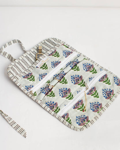 Leighton Quilted Jewelry Roll   Blue   9x13
