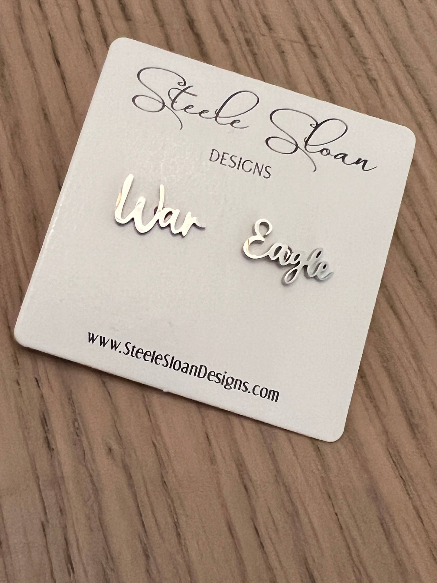 War Eagle Gold Stud Earrings Perfect Auburn Gift! Auburn Fan: Yellow Gold