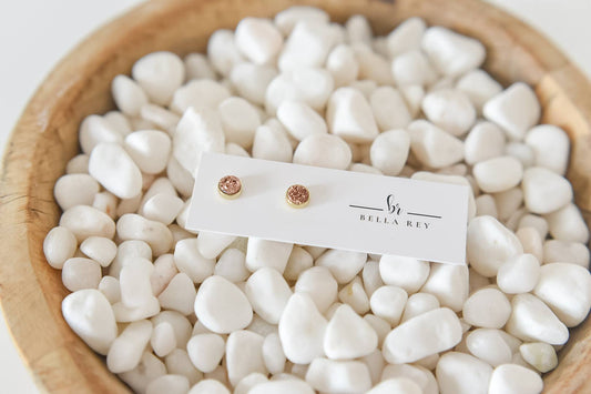 Druzy studs | golden plated brass | light weight | small
