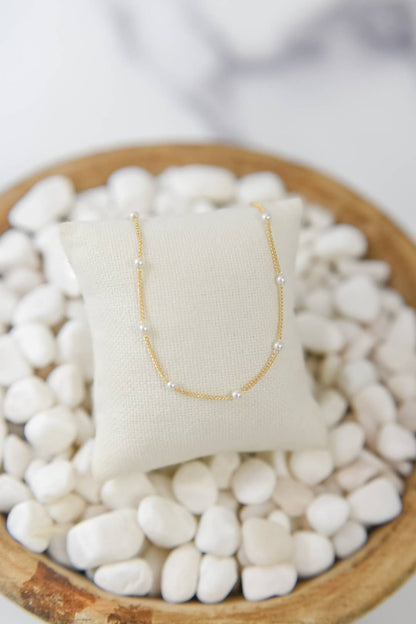 Ashtyn pearl beaded chain necklace 18k gold plated