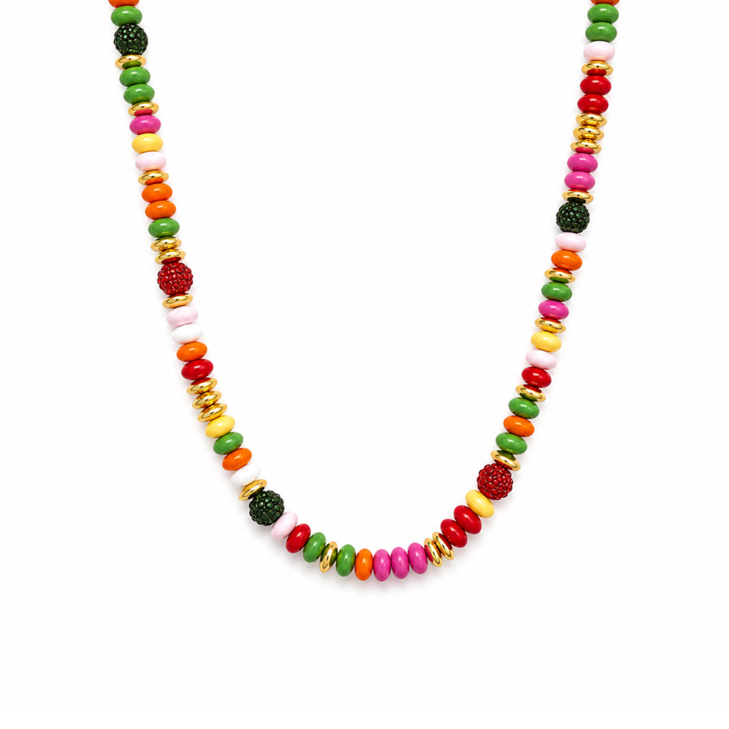 Ellison+Young Festive Color Bead Necklace, Gold Accent & Crystal Pavé