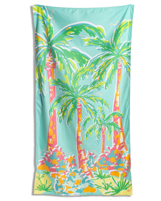 Caribbean Palm Giant Beach Towel    Aruba Blue/Multi    40x70