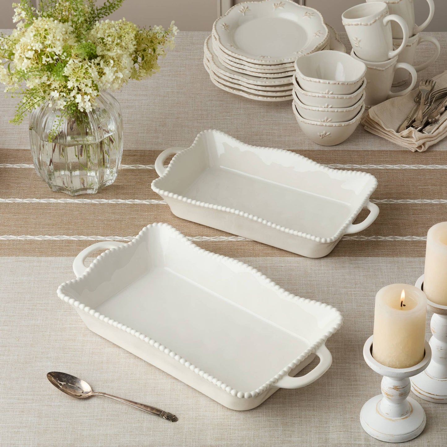 Perlette Cream Large Rectagular Baker 16in x 10.25in