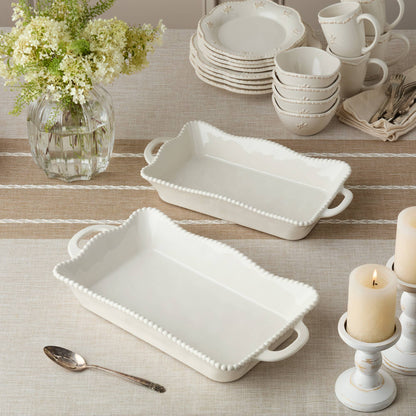 Perlette Cream Large Rectagular Baker 16in x 10.25in