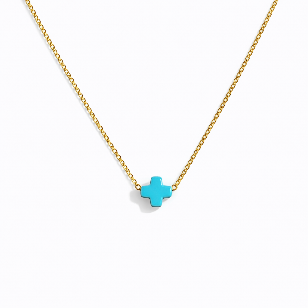 So Very Blessed Cross Necklace – Waterproof Gold Chain: Pink