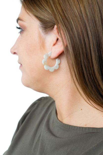 Flora Hoops - Cream / Flower Earrings