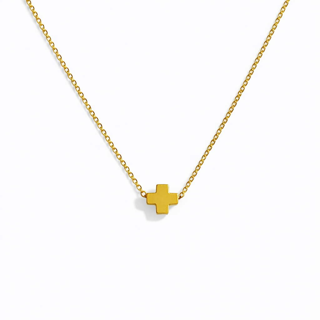 So Very Blessed Cross Necklace – Waterproof Gold Chain: Pink