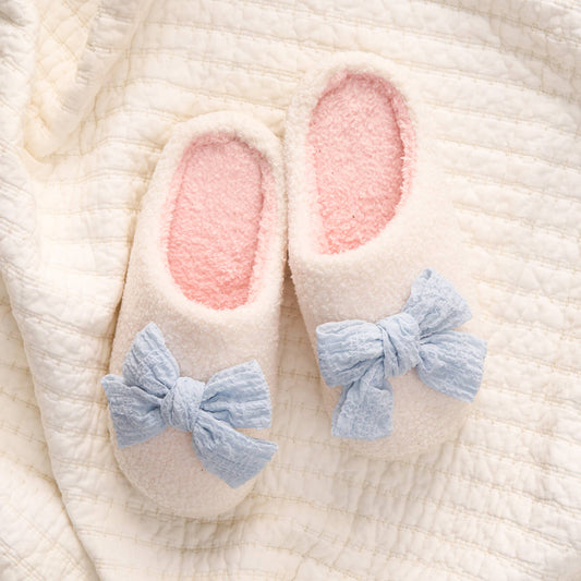 Fuzzy Slippers-Betty Bow Light Blue S/M