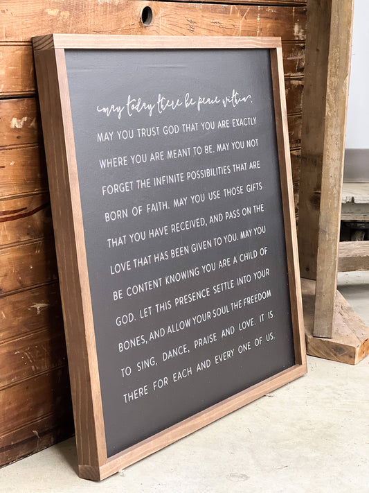 May Today There Be Peace Within | Wall Decor Made in the USA: White / Light Oak / 9x9"