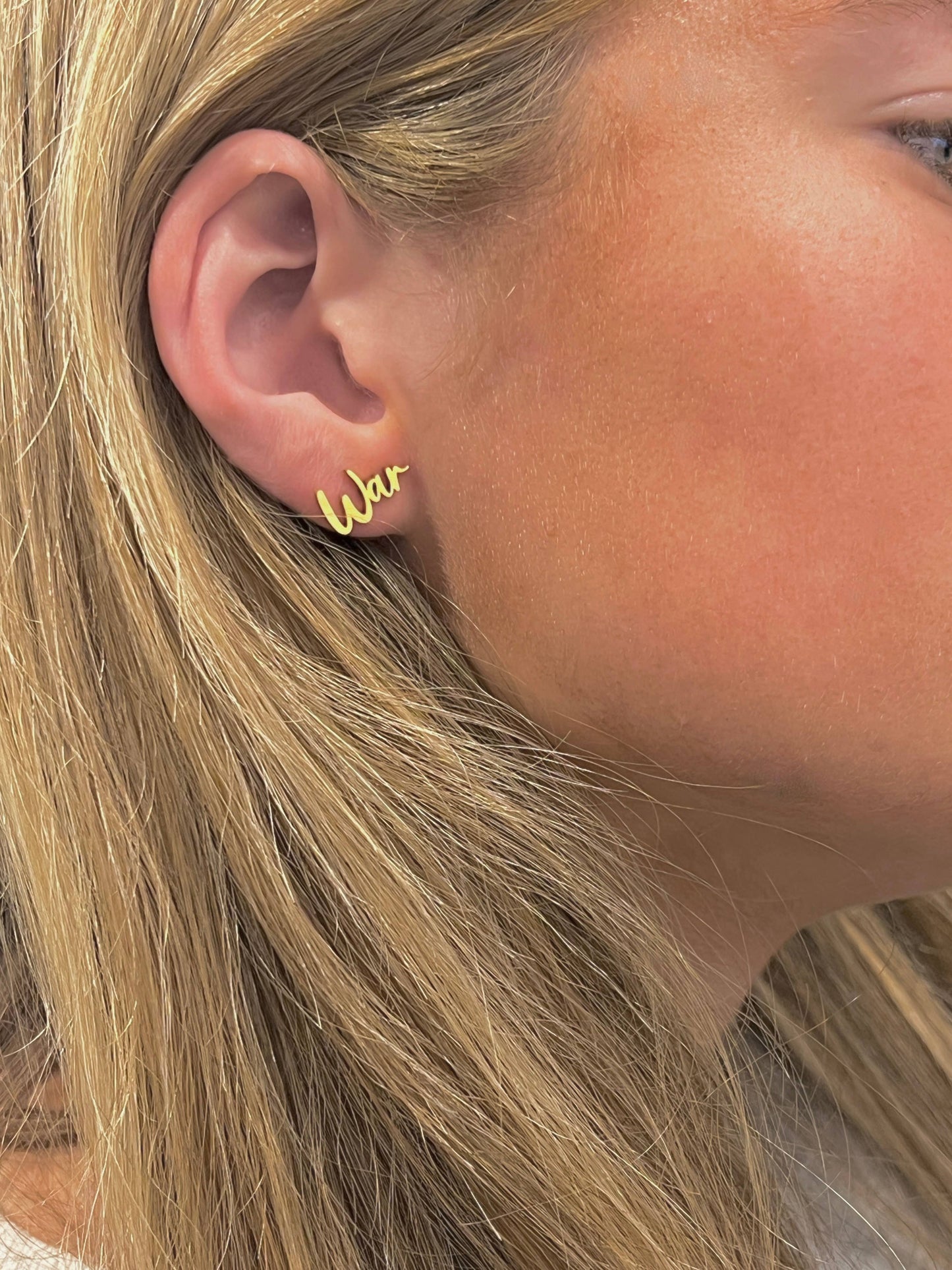 War Eagle Gold Stud Earrings Perfect Auburn Gift! Auburn Fan: Yellow Gold
