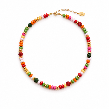 Ellison+Young Festive Color Bead Necklace, Gold Accent & Crystal Pavé