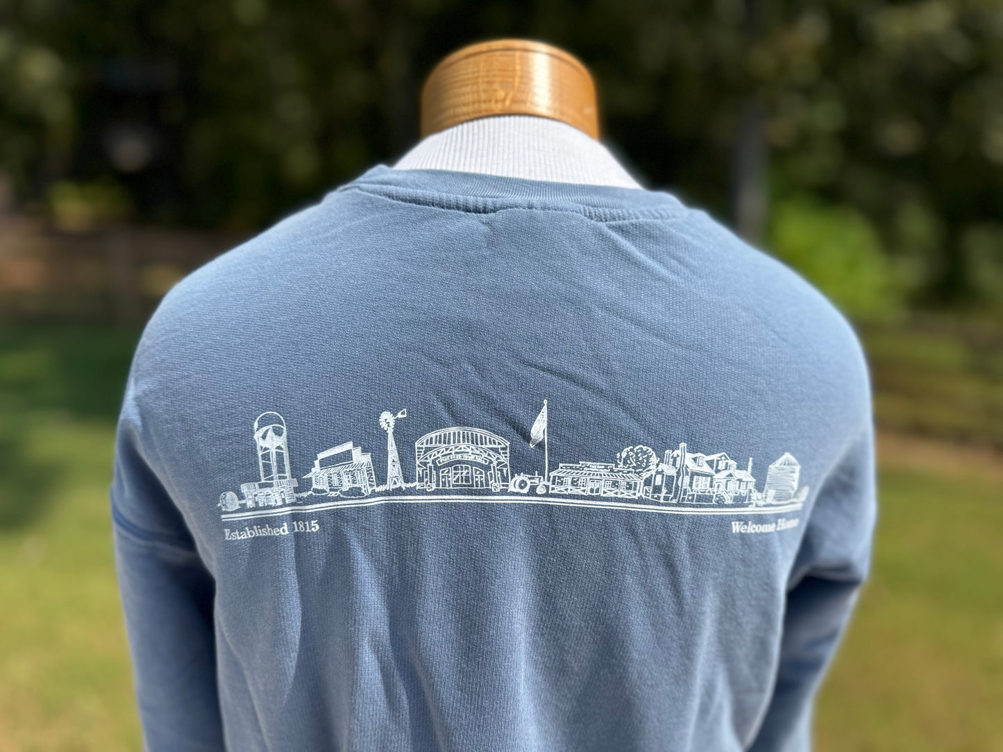 Pike Road Townscape Comfort Colors Sweatshirt - Blue jean / white