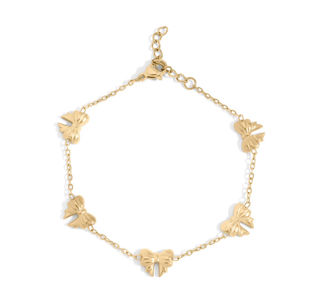 Ruby bow charm chain bracelet | 18k gold plated