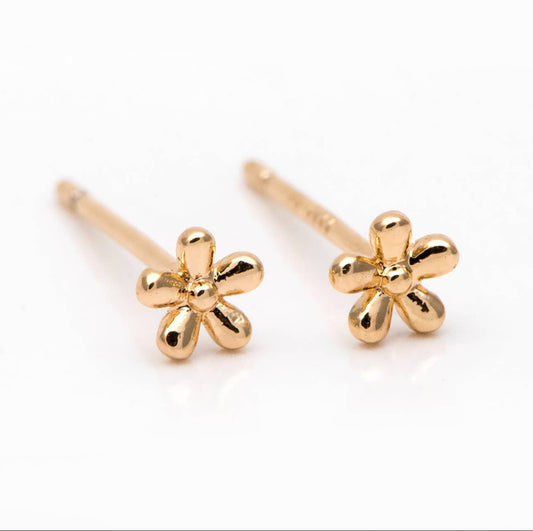 18k gold plated flower stud earrings- dainty