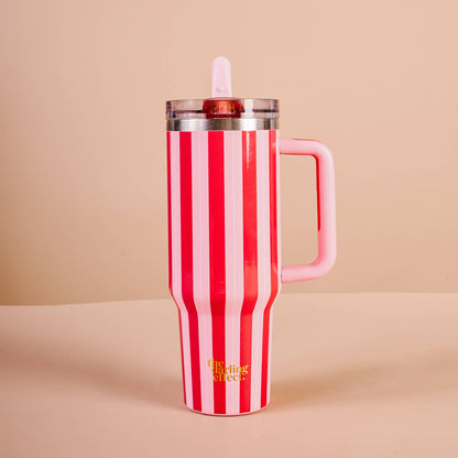 40 oz Lifestyle Flip Straw Tumbler-Peppermint Stripes