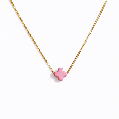 So Very Blessed Cross Necklace – Waterproof Gold Chain: Pink