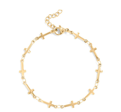 Parker cross charm chain bracelet | 18k gold plated
