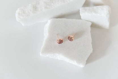 Druzy studs | golden plated brass | light weight | small