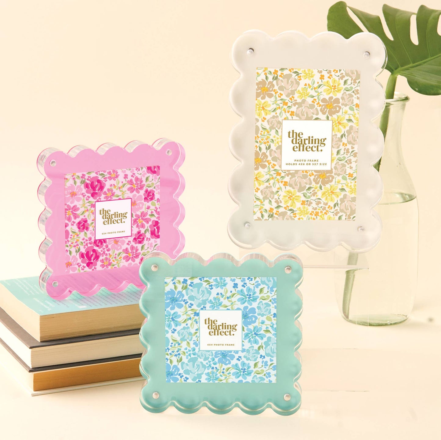 Square Scalloped Acrylic Frame-Hot Pink