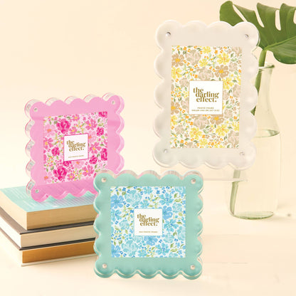 Square Scalloped Acrylic Frame-Hot Pink