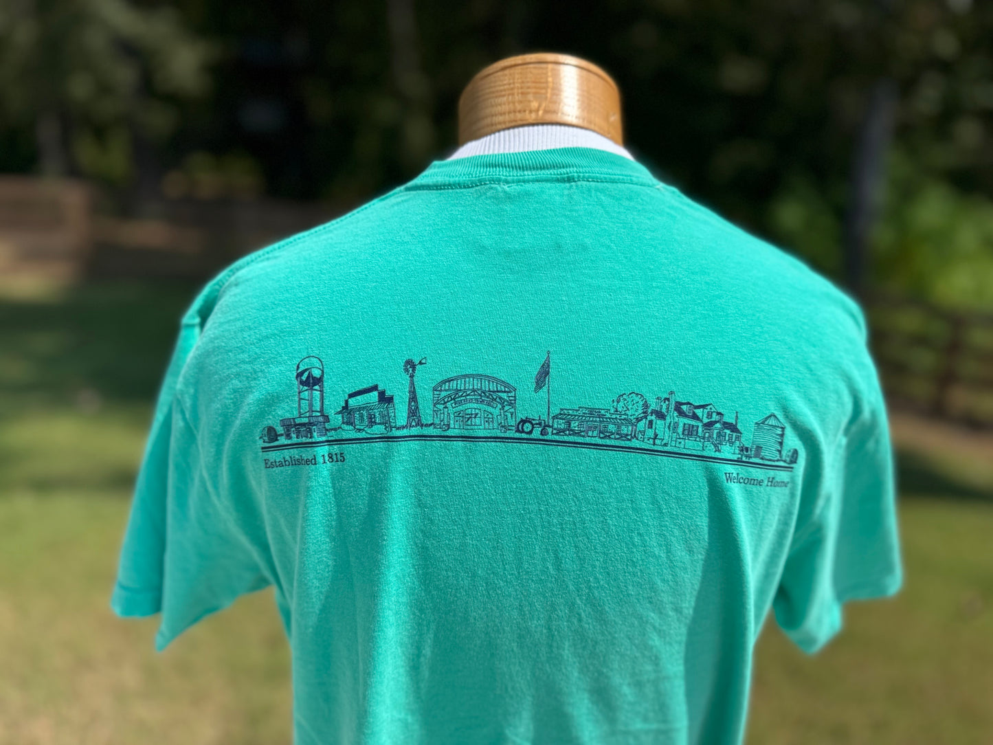 Pike Road Townscape Short Sleeved Shirt - Island Green/Navy