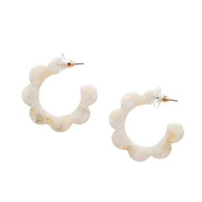 Flora Hoops - Cream / Flower Earrings