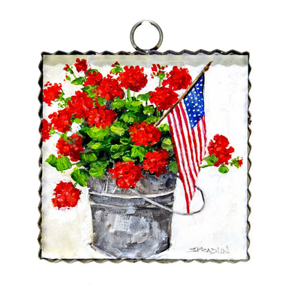 Mini art American bucket of geraniums