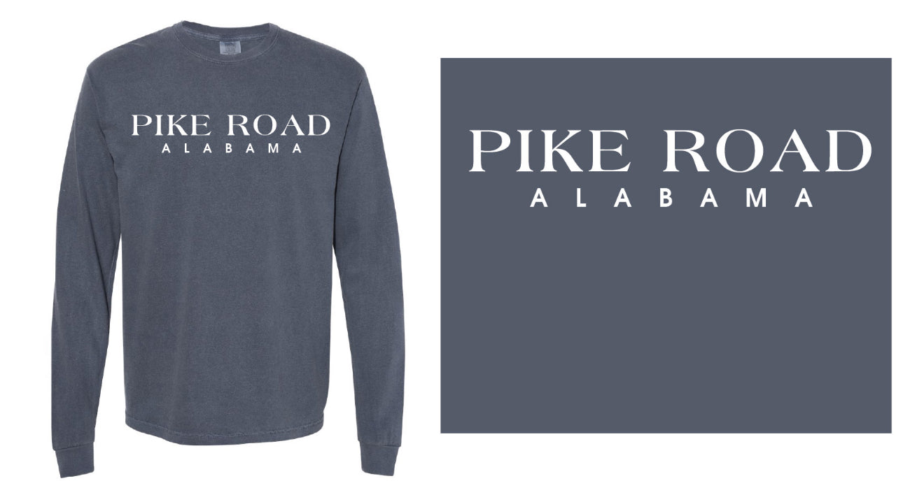 Pike Road Townscape - Long Sleeved Shirt: Denim/White