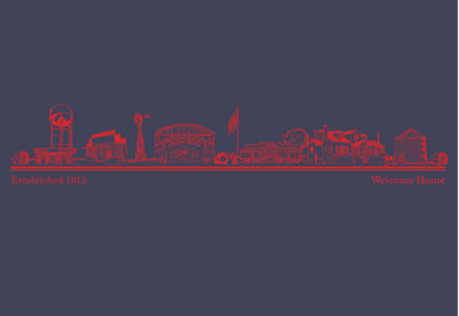Pike Road Townscape Short Sleeved Shirt - Navy/Red